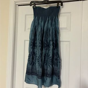 Lapis Blue Floral Maxi Skirt